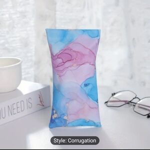Colorful Design Glasses Pouch Soft Eyewear Sleeve PU Leather, Blue/Lavender